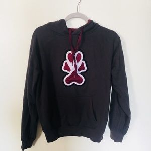 Maroon and grey hoodie